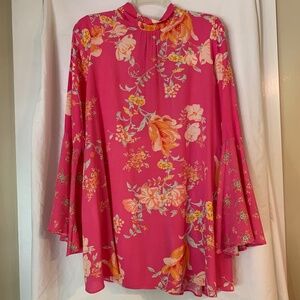 Free People "Tate Tunic" mock neck mini dress with open back